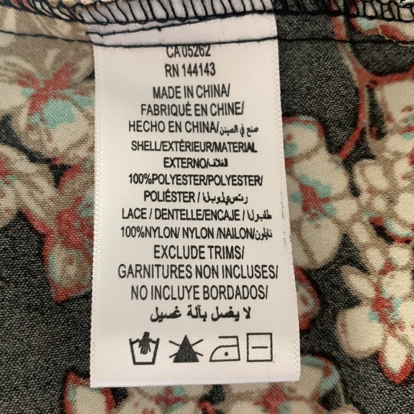 CALIFORNIA MOONRISE strappy Slip Dress black/cream/rust/brown w/ lace trim. M - Picture 10 of 11